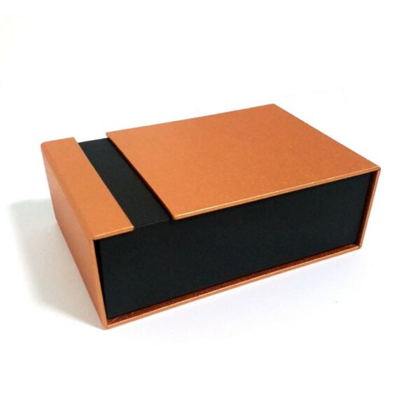 Orange perfume box with magnetic closure
