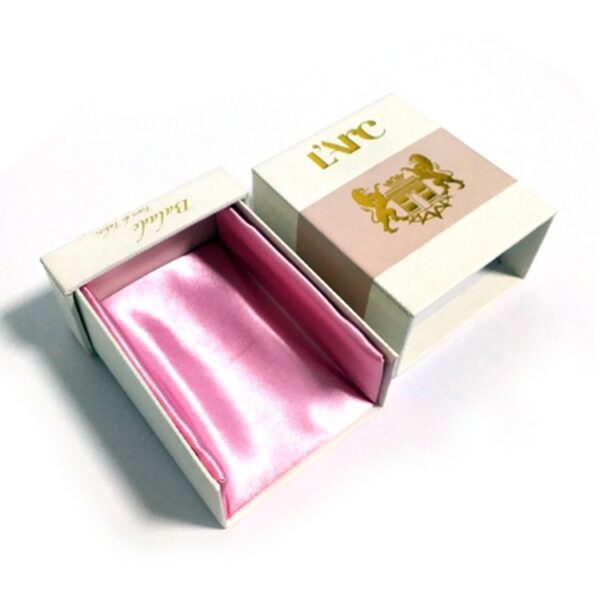 Pink sliding perfume box with satin inlay
